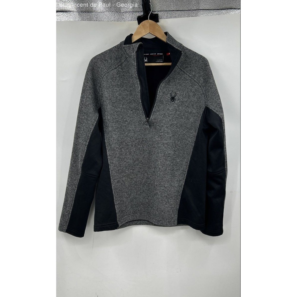 Spyder 1/4 Zip Pullover Sweater Men's Medium Gray Outdoors Logo‎